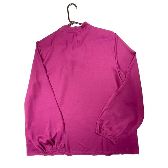 Women's Fuchsia / Wine Blouse - Long Sleeve Tie-Neck By Tres Jolie XL NWT - Picture 5 of 7
